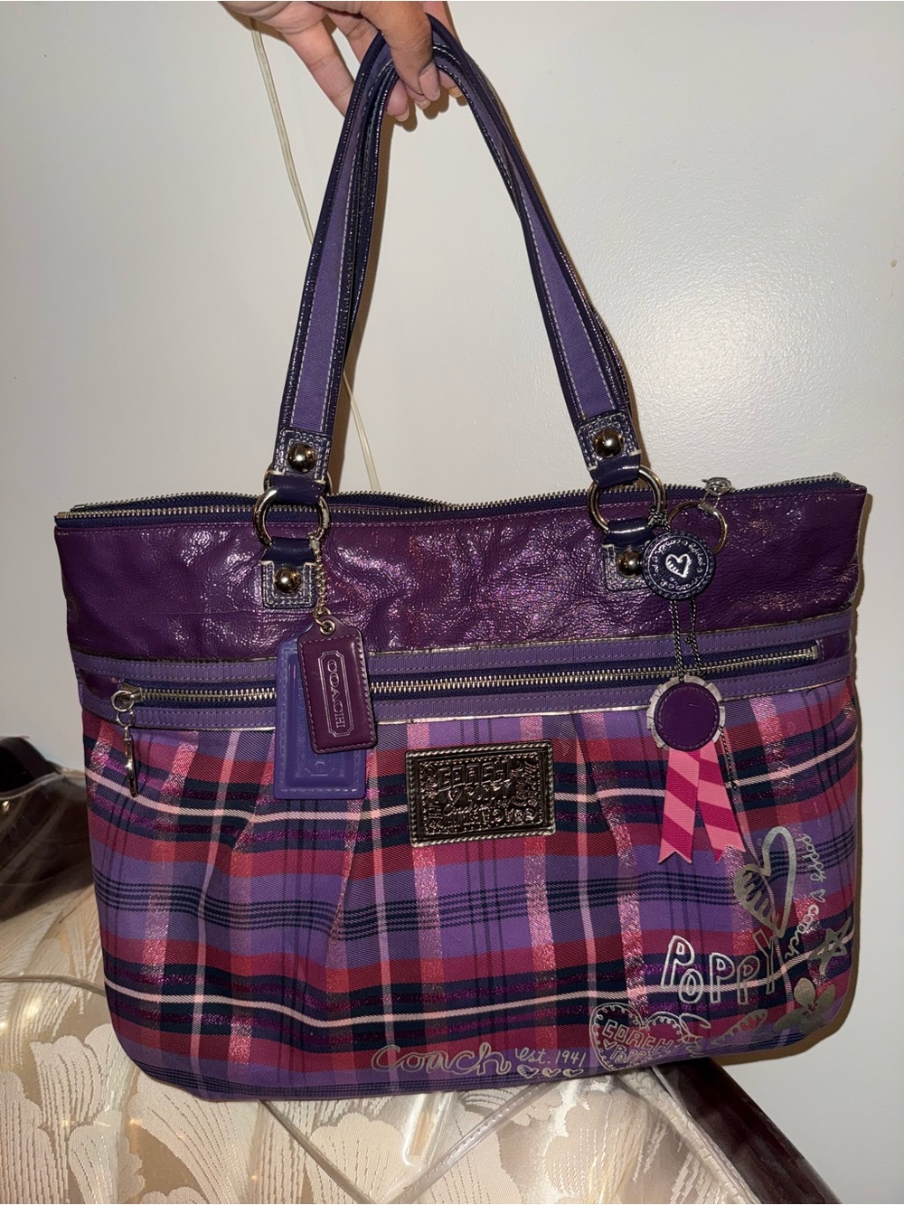 RARE Coach Poppy Canvas Plaid Bag